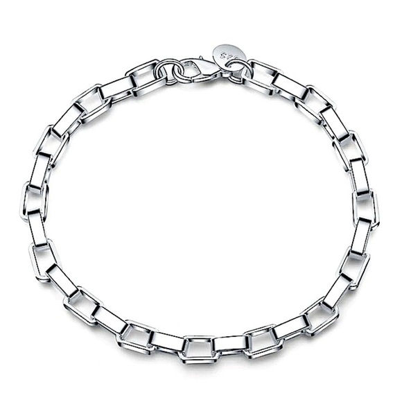 STERLING SILVER BOX CHAIN BRACELET - Picture 2 of 5